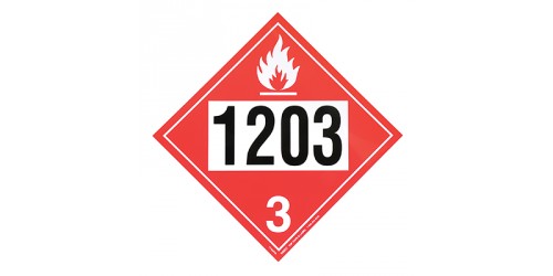 Placard pour le transport des liquides inflammables, classe 3 avec UN 1203
